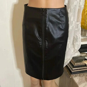 Allsaints Black Leather Pencil Skirt